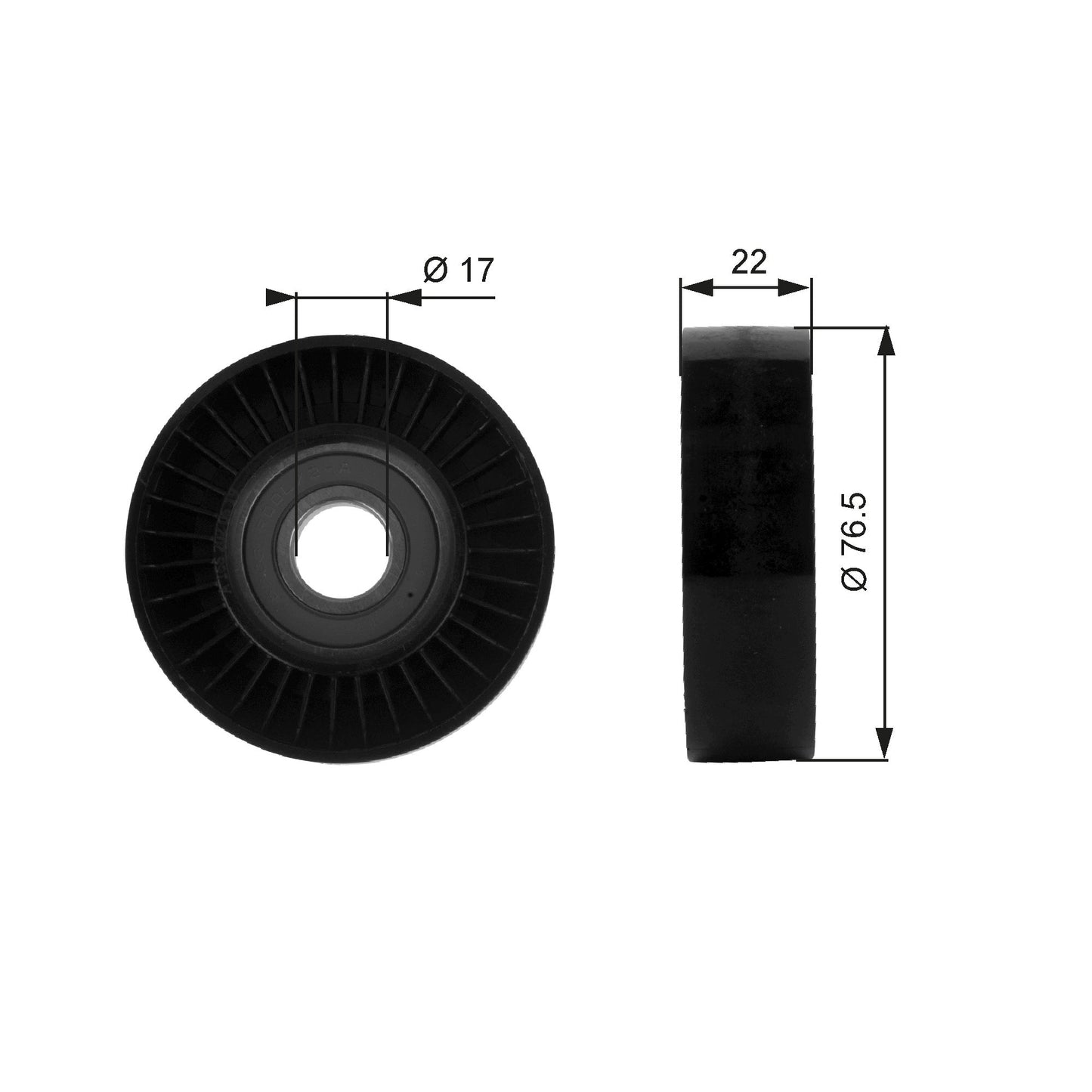 GATES GATT36183 V-Ribbed Belt Deflection/Guide Pulley