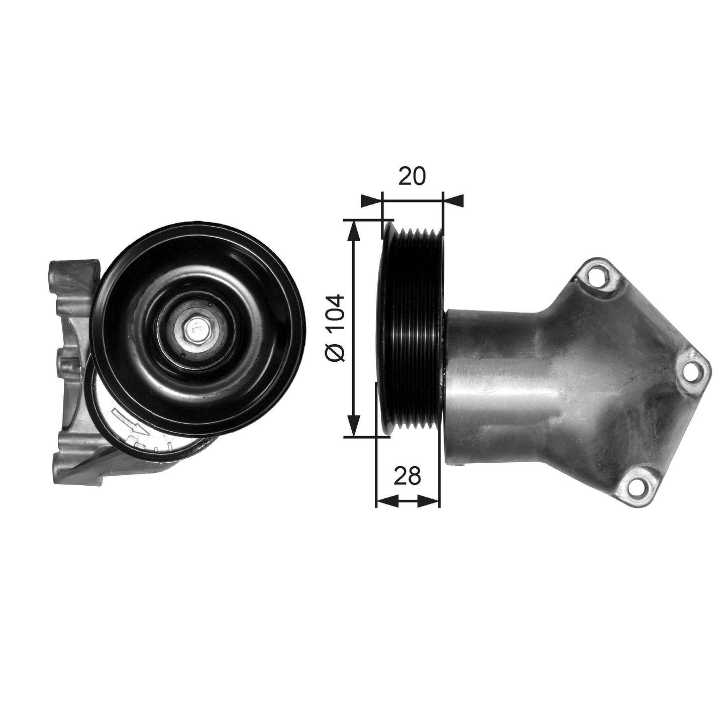 GATES GATT38202 V-Ribbed Belt Tensioner Pulley