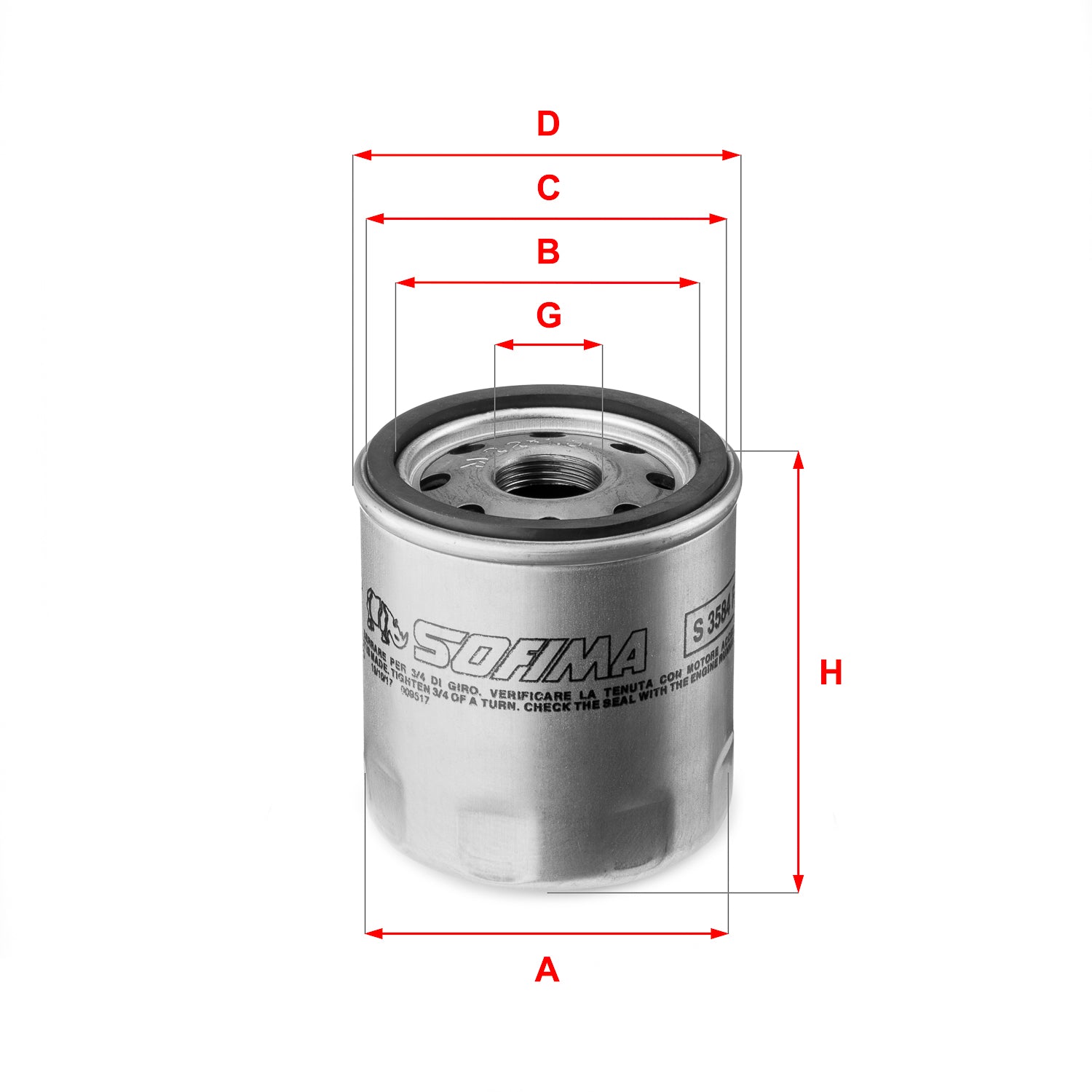 SOFIMA S3584R Oil Filter