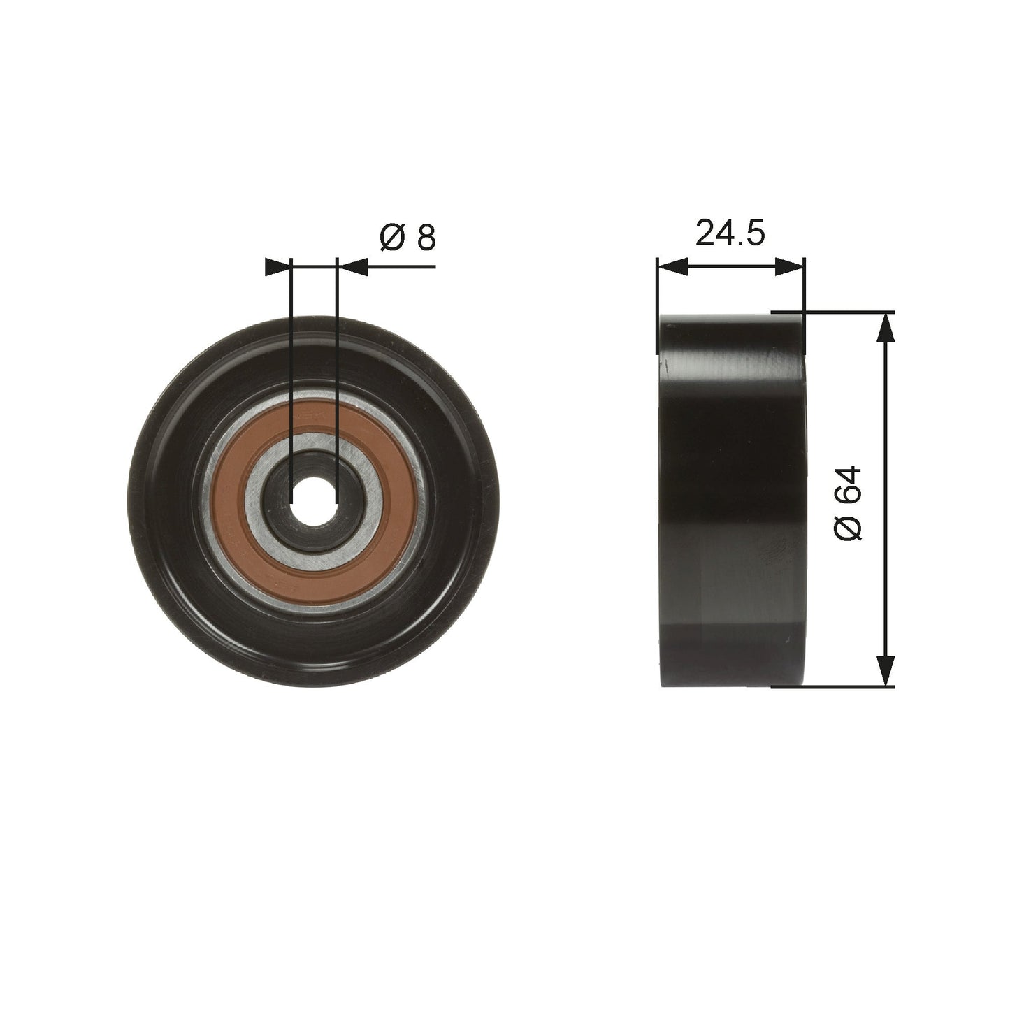 GATES GATT38097 V-Ribbed Belt Deflection/Guide Pulley
