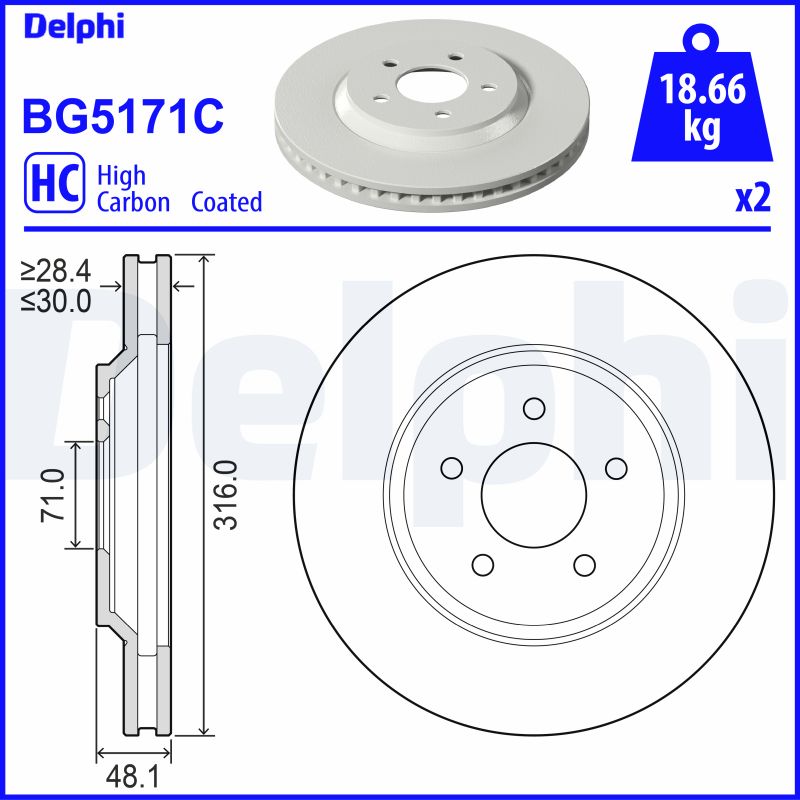 DELPHI BG5171C Brake Disc .
