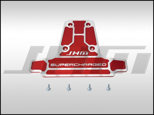 JHM Supercharger Plate - Replaces factory cover - Billet (JHM) RED MILLED for B8 S4-S5 Q5-SQ5 C7 A6-A7 D4 A8 and 4L Q7 3.0T