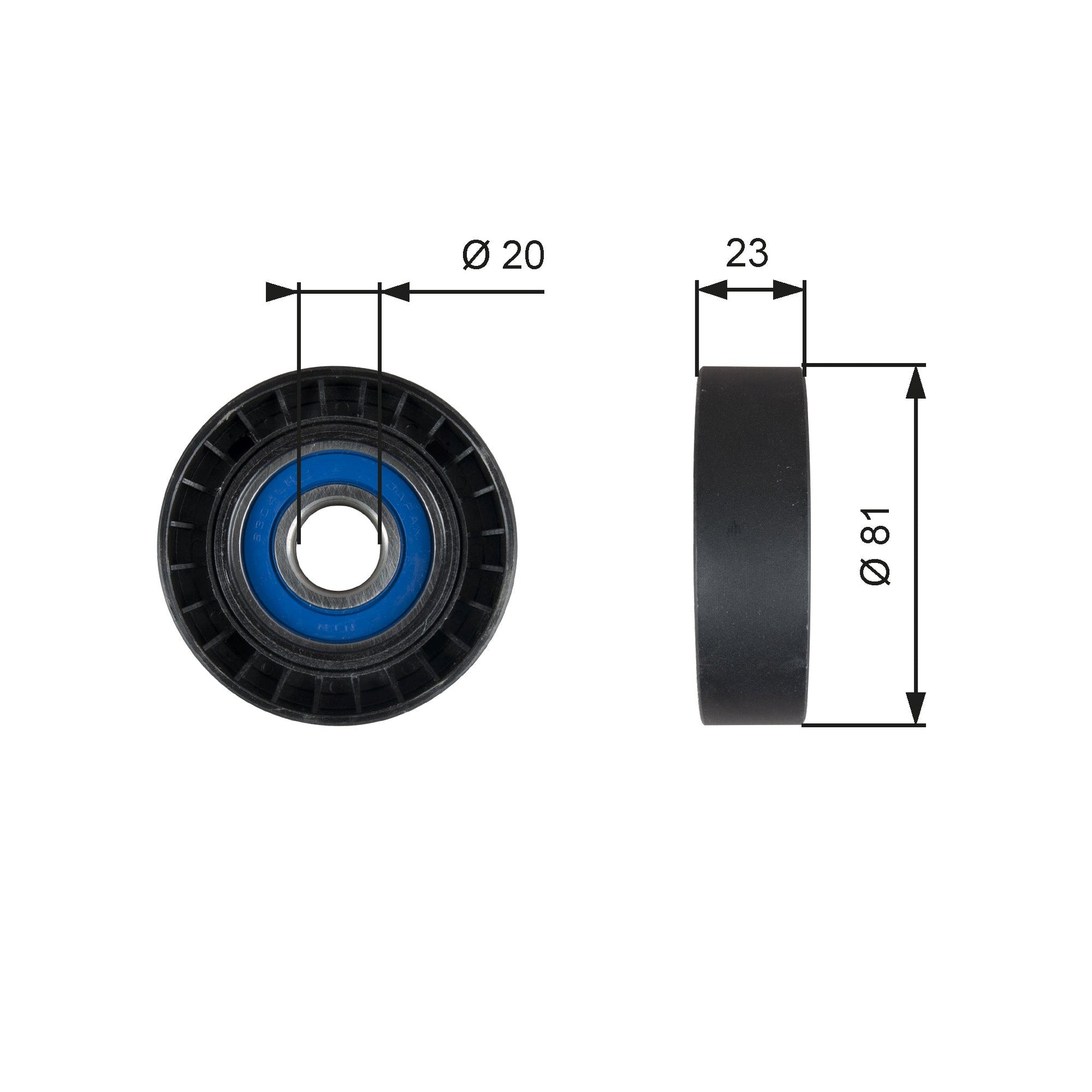 GATES GATT36208 V-Ribbed Belt Deflection/Guide Pulley