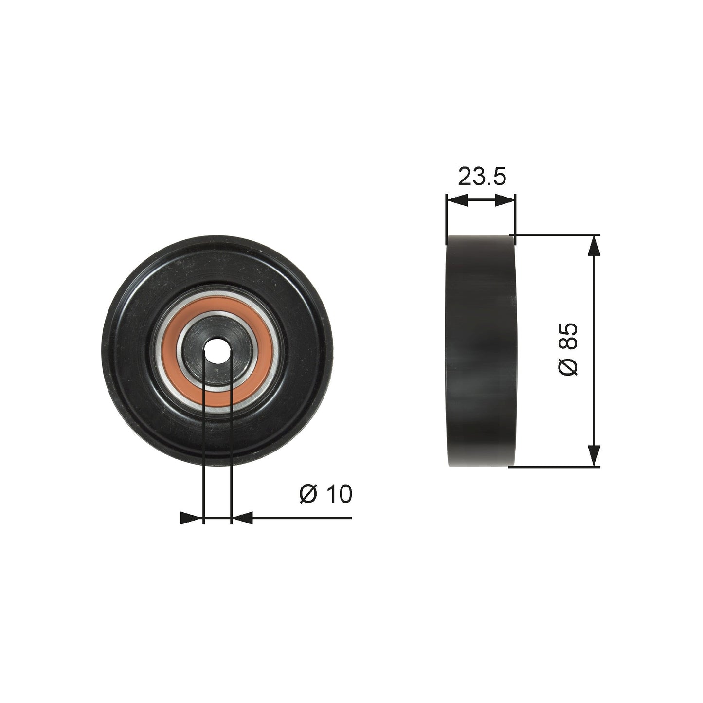 GATES GATT36274 V-Ribbed Belt Deflection/Guide Pulley