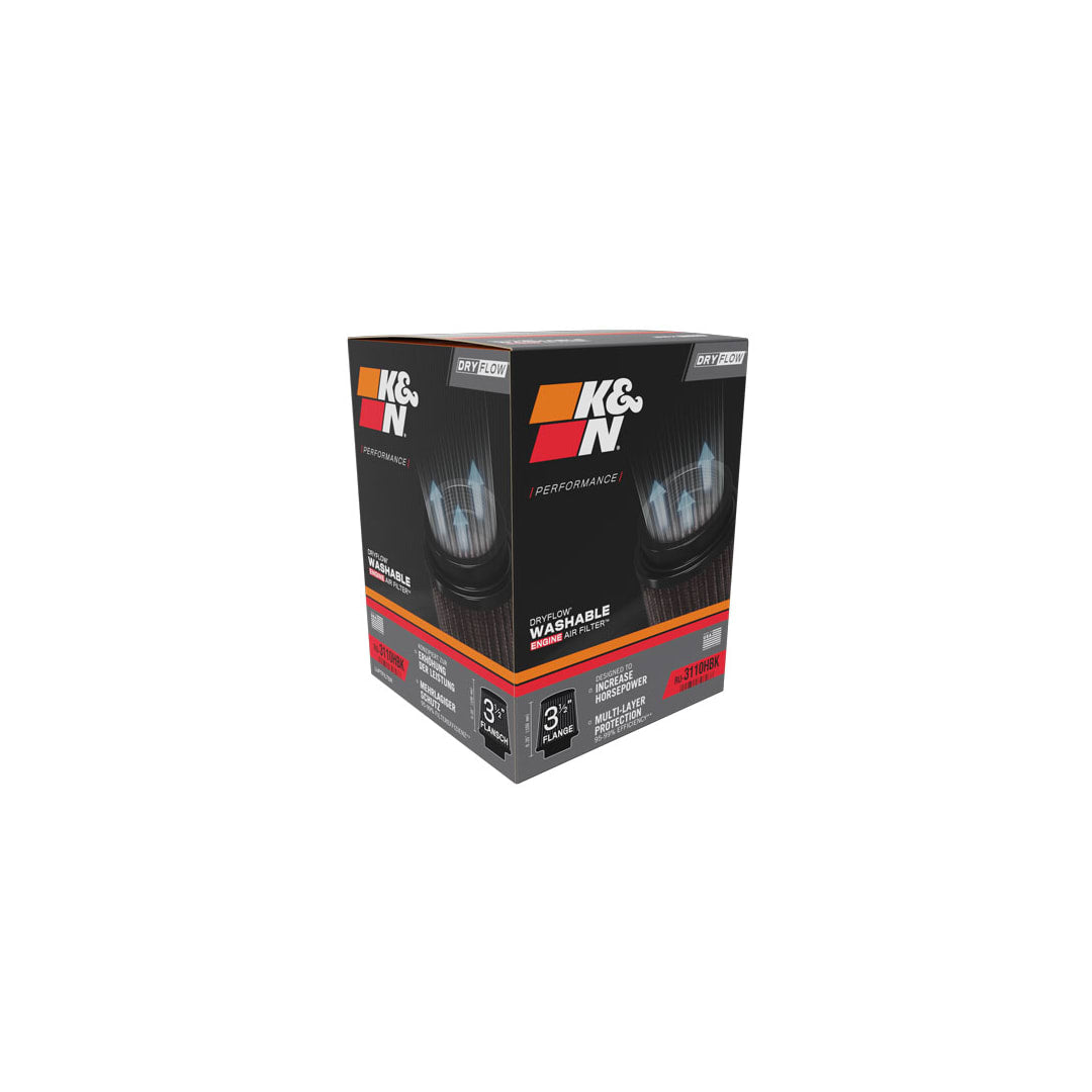 K&N RU-3110HBK Dryflow Universal Air Filter - 3-1/2"FLG, 6"B, 5-1/4"T, 6-1/4"H