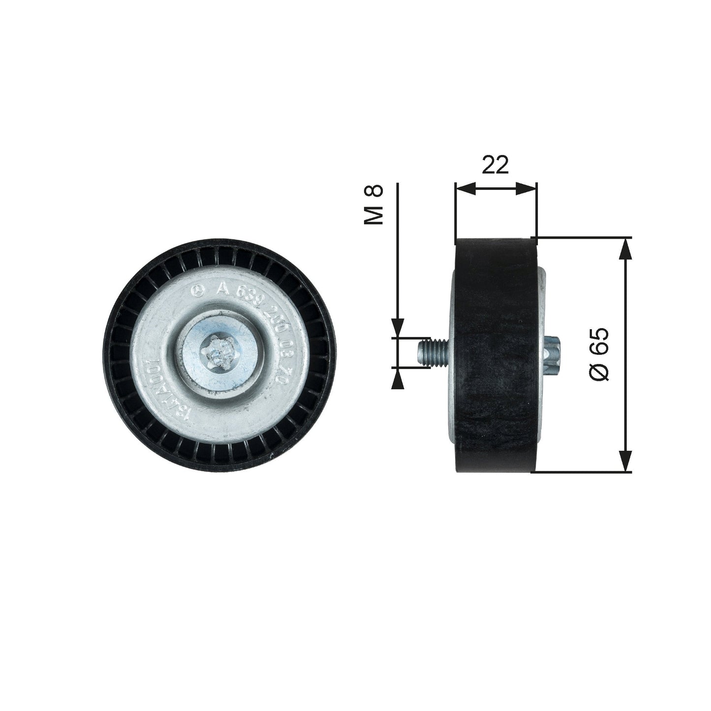 GATES GATT36734 V-Ribbed Belt Deflection/Guide Pulley