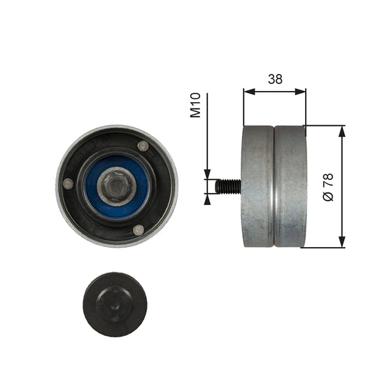 GATES GATT36529 V-Ribbed Belt Deflection/Guide Pulley