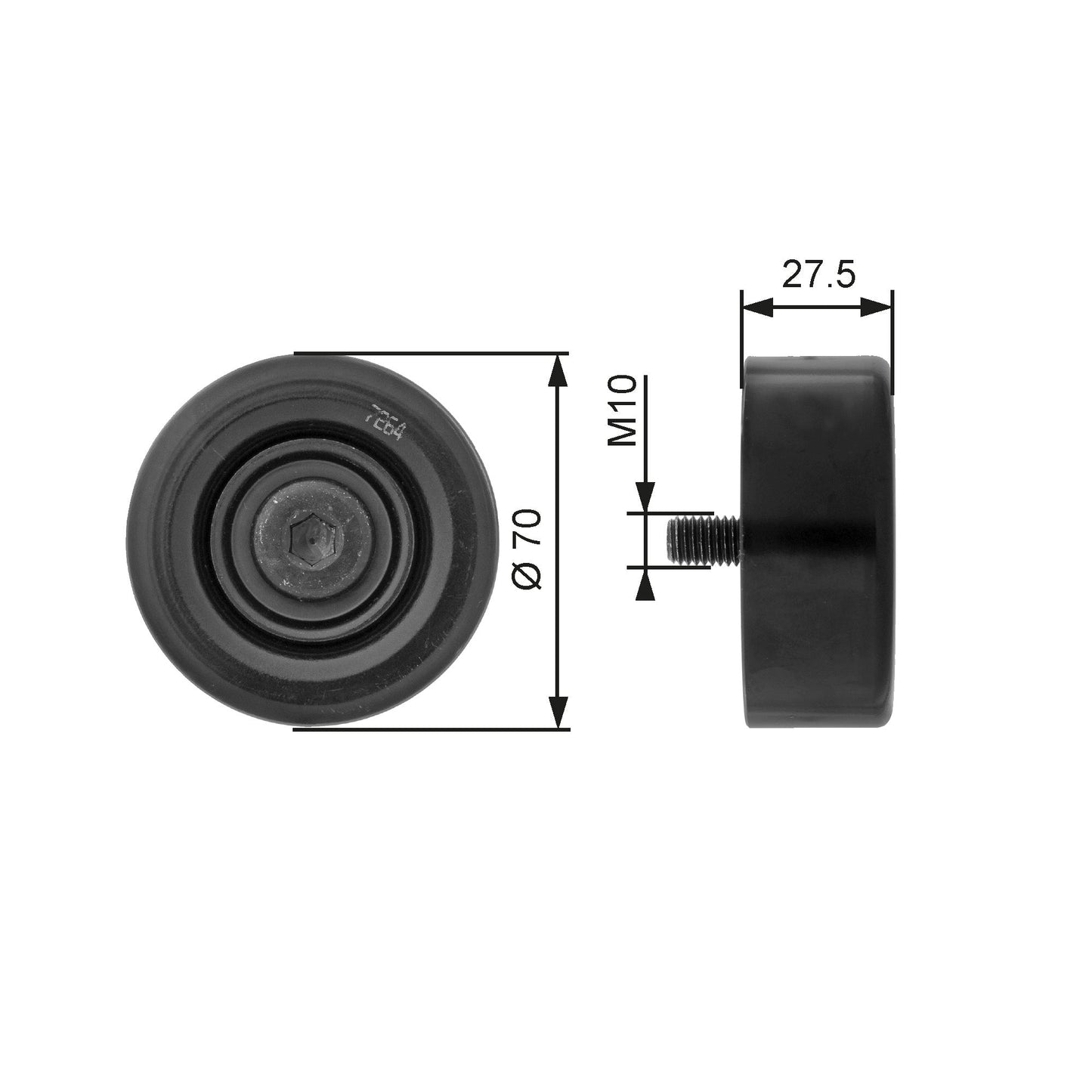 GATES GATT36206 V-Ribbed Belt Deflection/Guide Pulley
