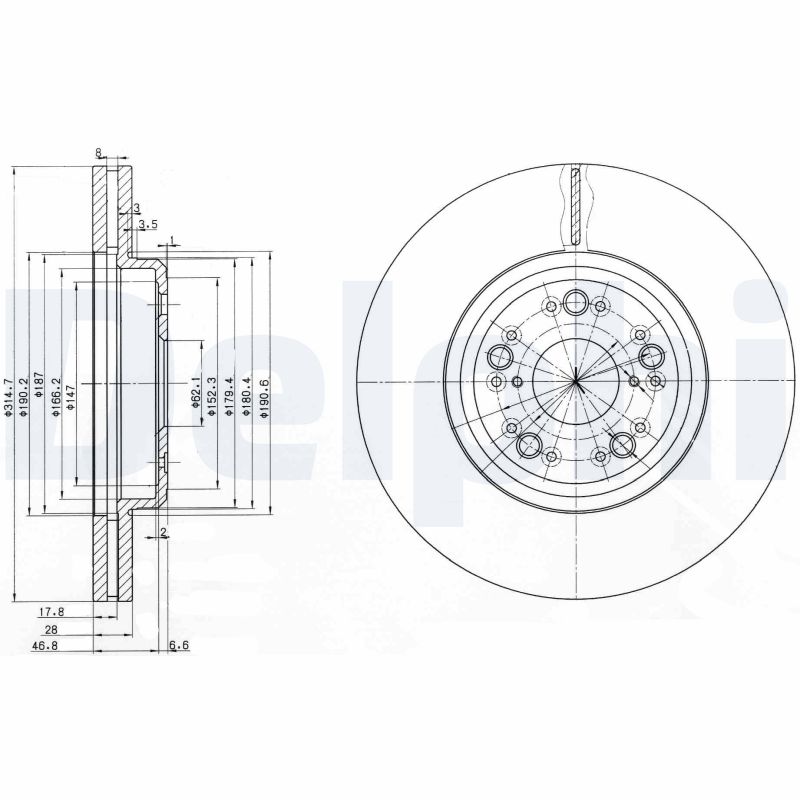 DELPHI BG3616 Brake Disc .