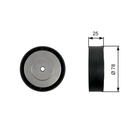 GATES GATT36450 V-Ribbed Belt Deflection/Guide Pulley