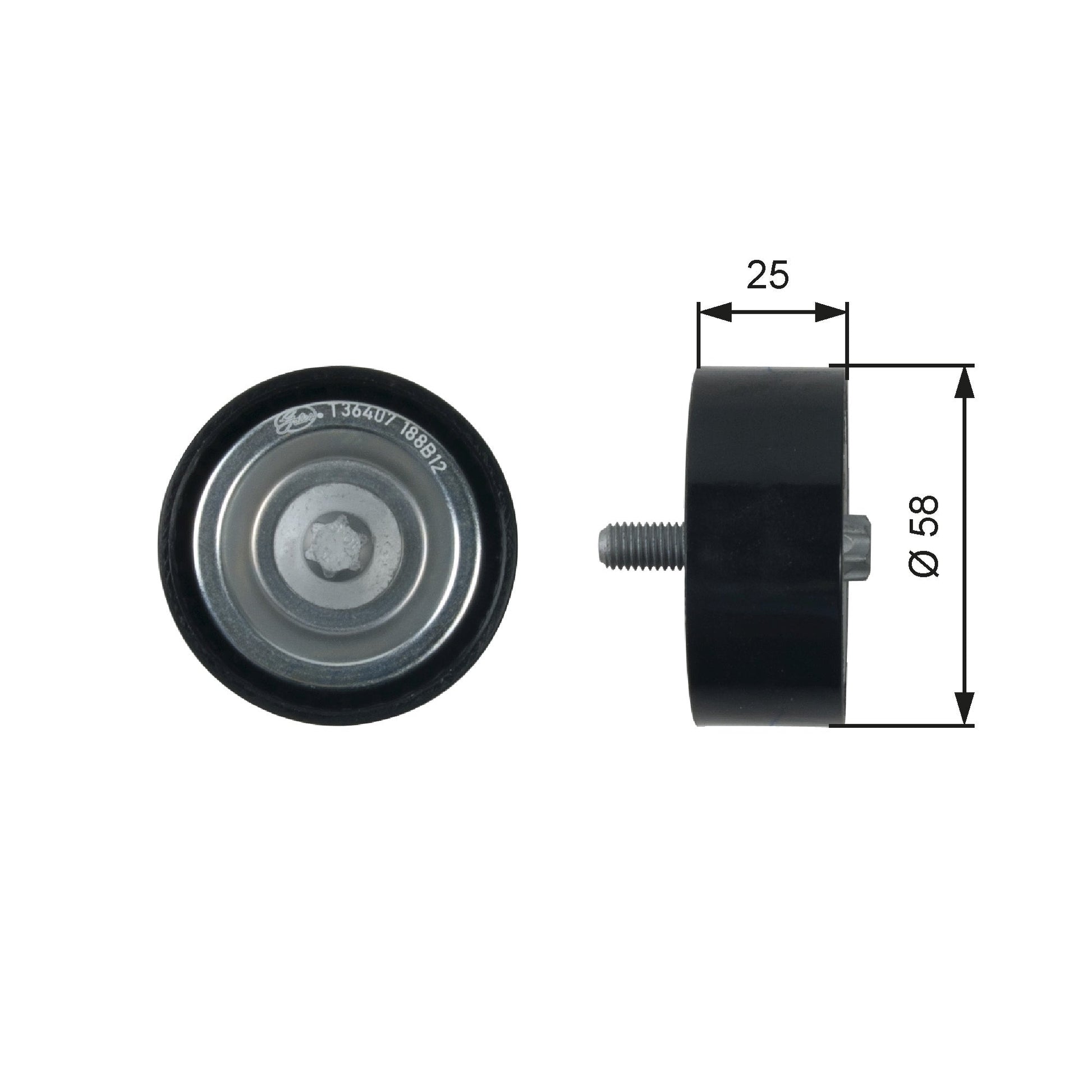 GATES GATT36407 V-Ribbed Belt Deflection/Guide Pulley