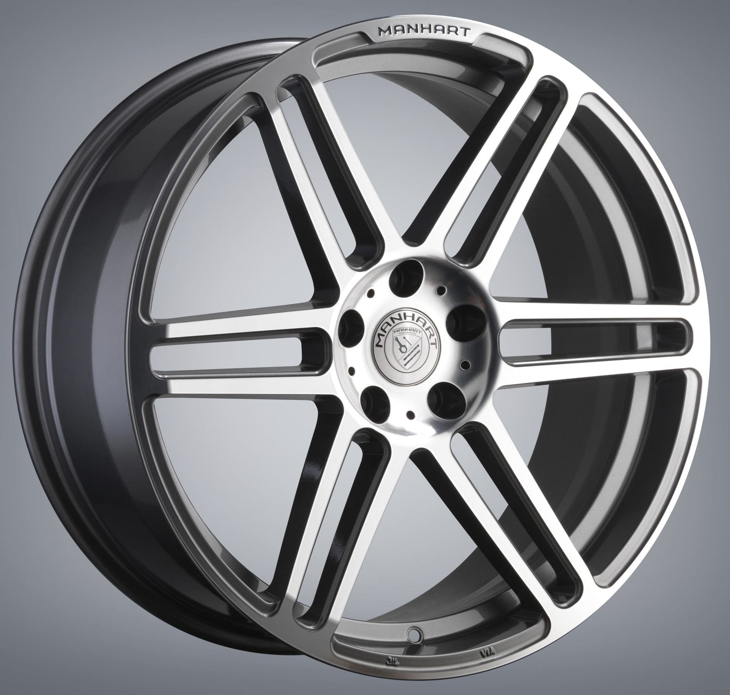 MANHART MHR8199550-GM-5120 SINGLE CONCAVE ONE RIM - GUNMETAL GRAY / DIAMOND POLISHED - 19 INCH / 9.5×19 / LK 5×120
