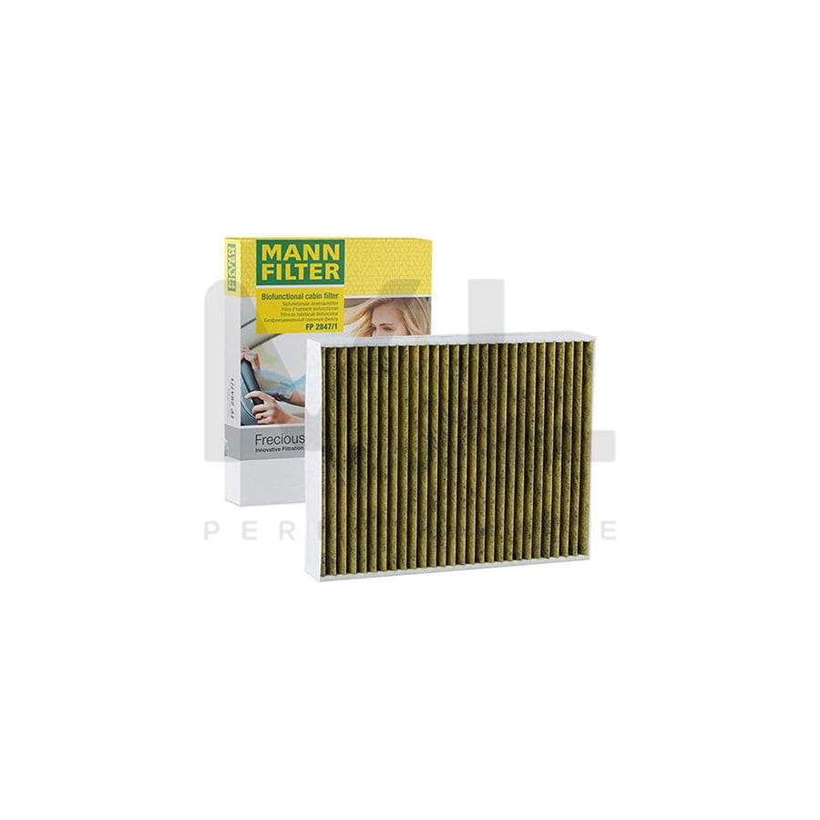 MANN-FILTER FP 2847/1 Pollen filter Activated Carbon Filter, Activated Carbon Filter with polyphenol, Particulate filter (PM 2.5), with antibacterial action, with fungicidal effect, FreciousPlus