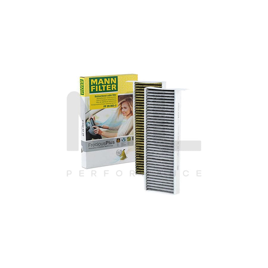 MANN-FILTER FP 29 003-2 Pollen filter Activated Carbon Filter, Activated Carbon Filter with polyphenol, Particulate filter (PM 2.5), with antibacterial action, with fungicidal effect, FreciousPlus