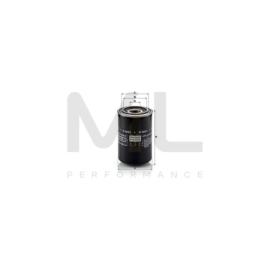 MANN-FILTER W 929/3 Oil Filter Spin-on Filter