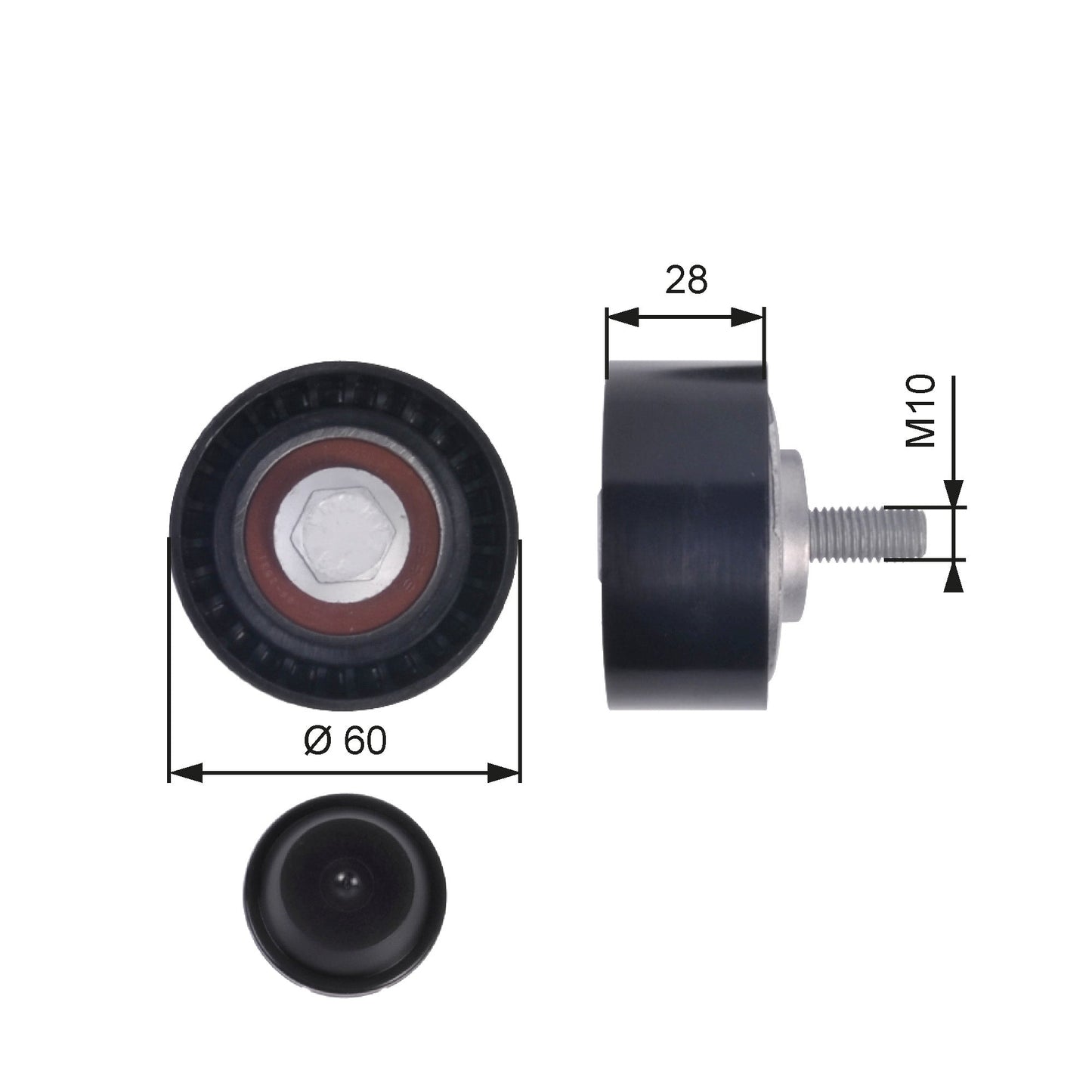 GATES GATT36384 V-Ribbed Belt Deflection/Guide Pulley