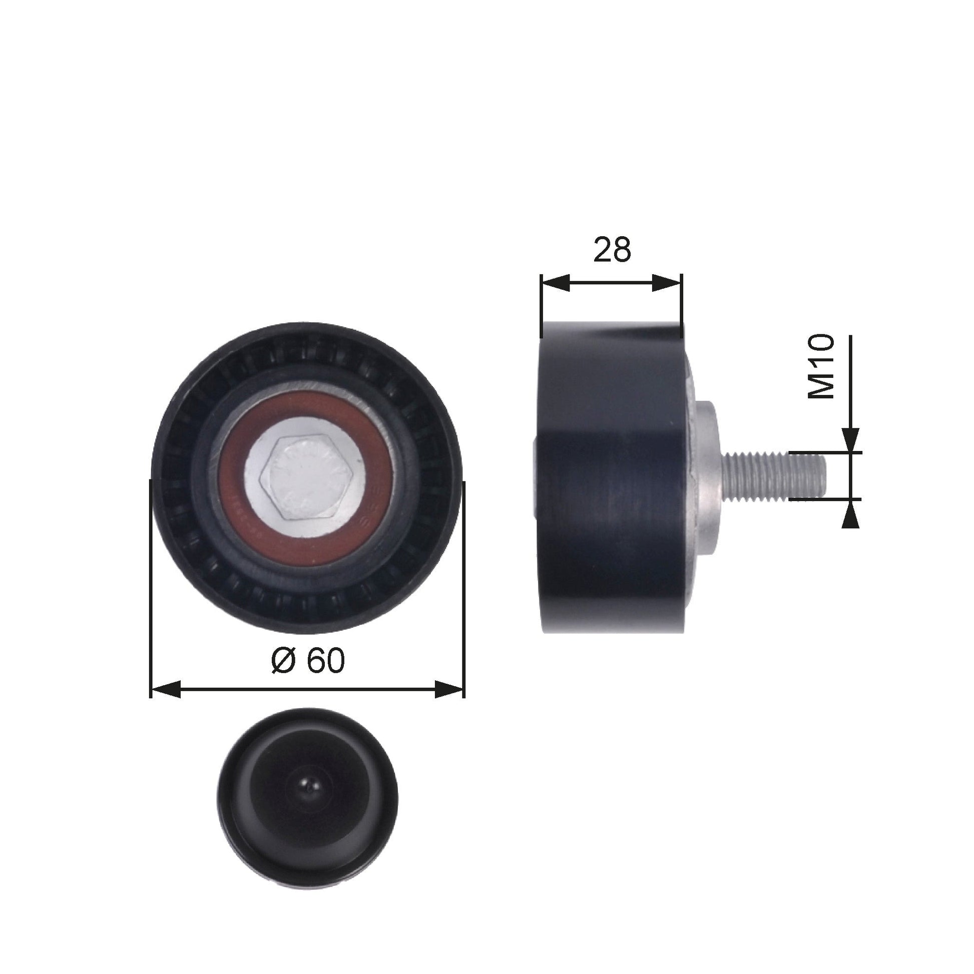 GATES GATT36384 V-Ribbed Belt Deflection/Guide Pulley
