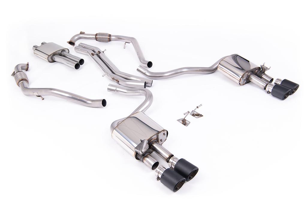 MillTek-SSXAU1124-Cat-back Cat Back Resonated with Quad JET-100 Carbon Trims | ML Performance Car Parts
