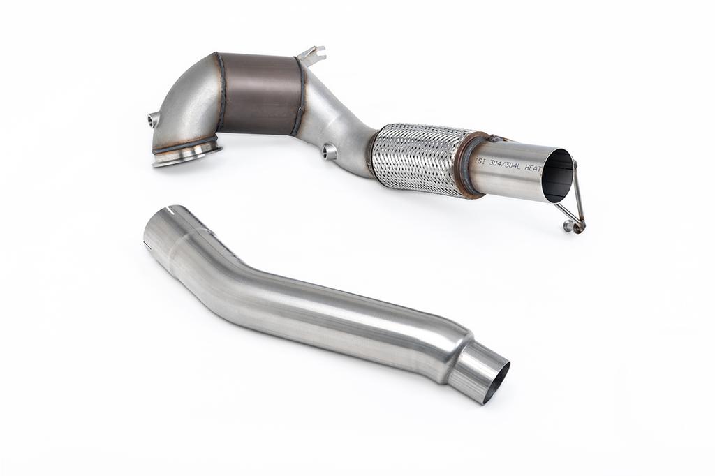 MillTek-SSXVW762-Large Bore Downpipe and Hi-Flow Sports Cat NO CEL / Check Engine Light - 94mm / 3.7inch ID Turbo Outlet to 80mm / 3.15inch Downpipe with 200CPSI HJS Cat - Fits with OE Cat Back System Only | ML Performance Car Parts
