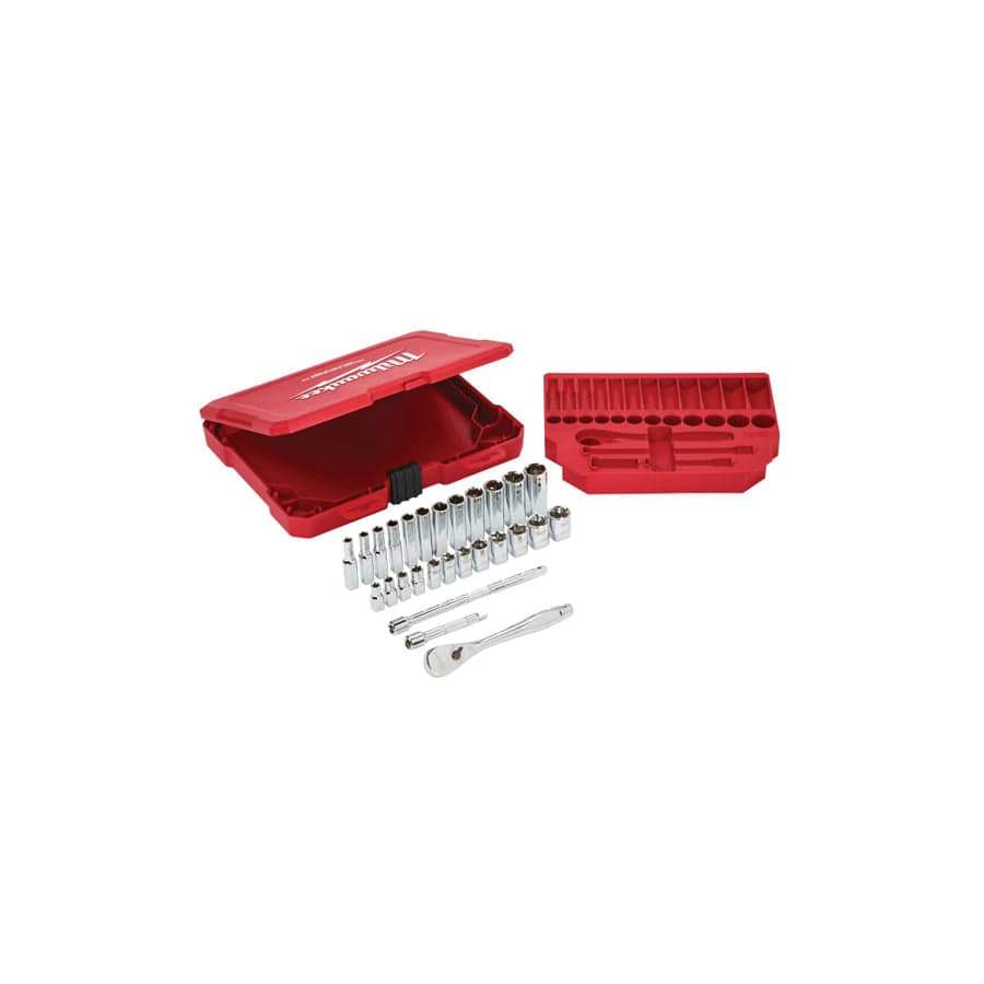 Milwaukee Hand Tools MHT932464943 1/4in Drive Ratcheting Socket Set, 28 Piece