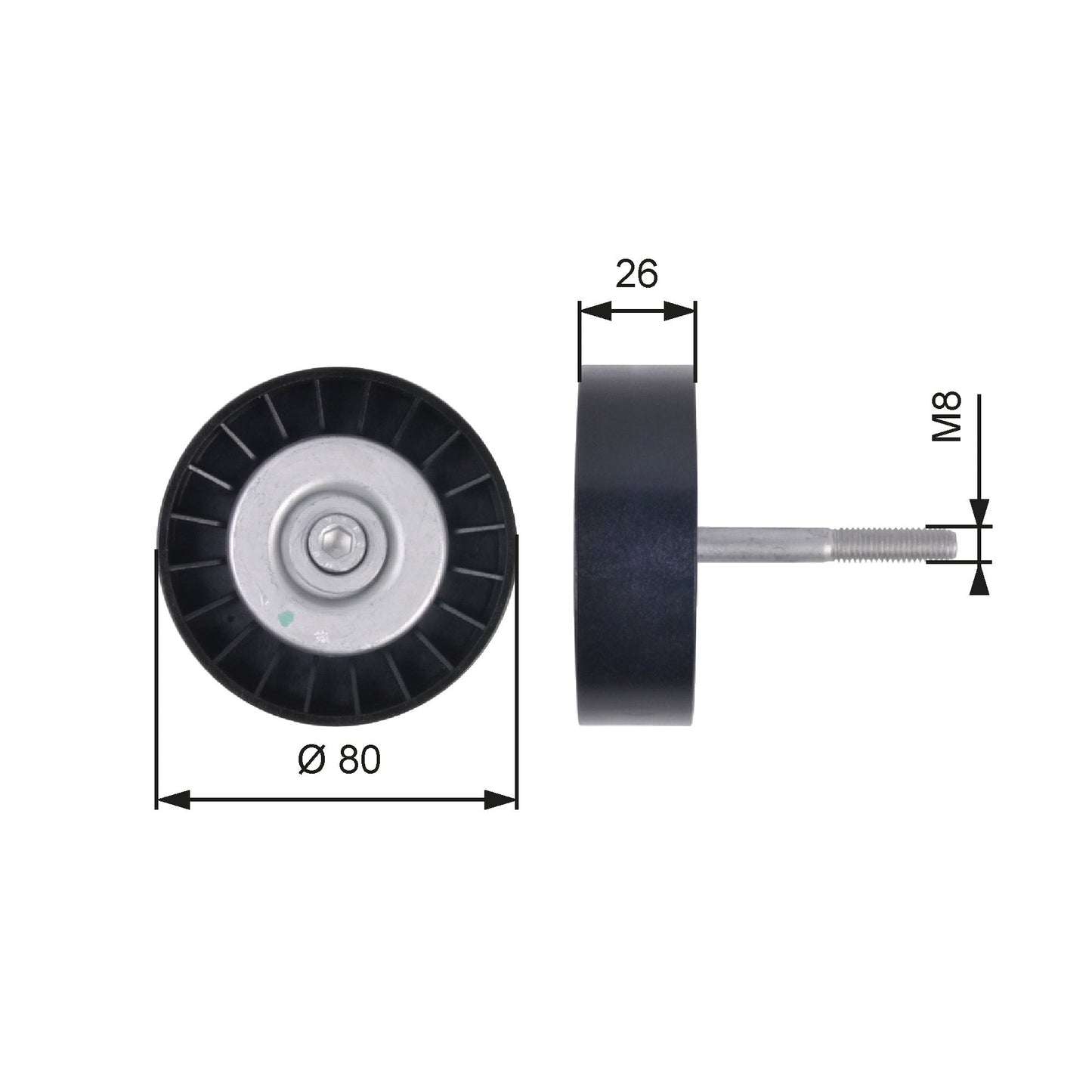 GATES GATT36399 V-Ribbed Belt Deflection/Guide Pulley