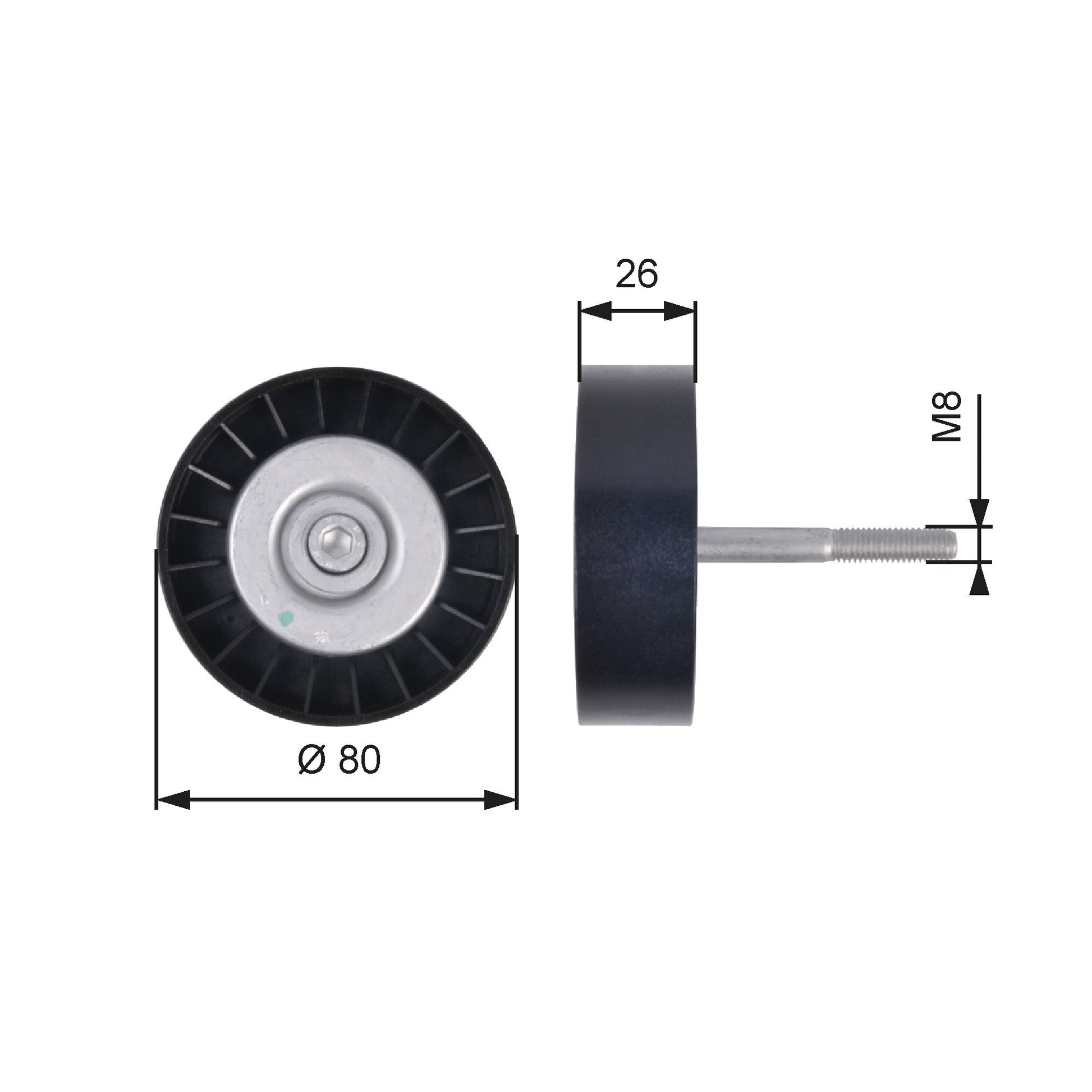 GATES GATT36399 V-Ribbed Belt Deflection/Guide Pulley