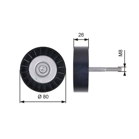 GATES GATT36399 V-Ribbed Belt Deflection/Guide Pulley