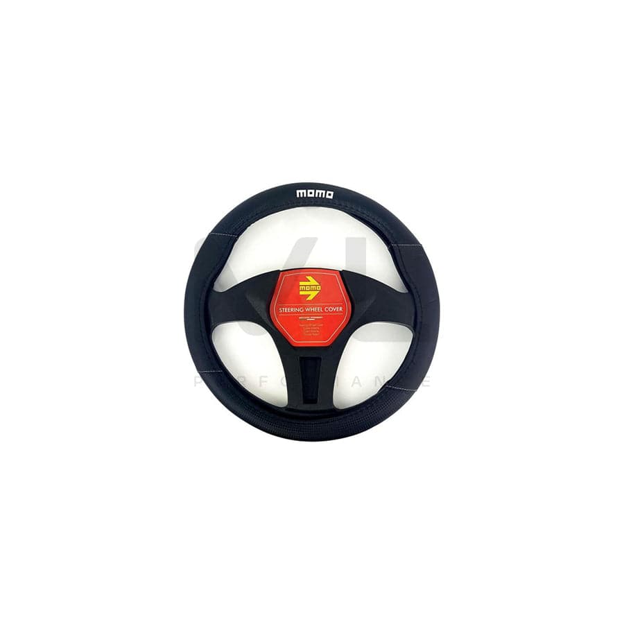 Momo SWCK007BG Steering wheel cover Black, Ø: 36.5-39cm, PU (Polyurethane)