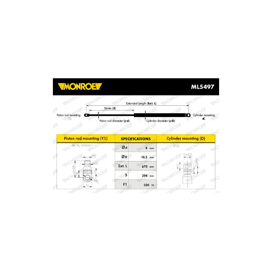 Monroe Ml5497 Tailgate Strut