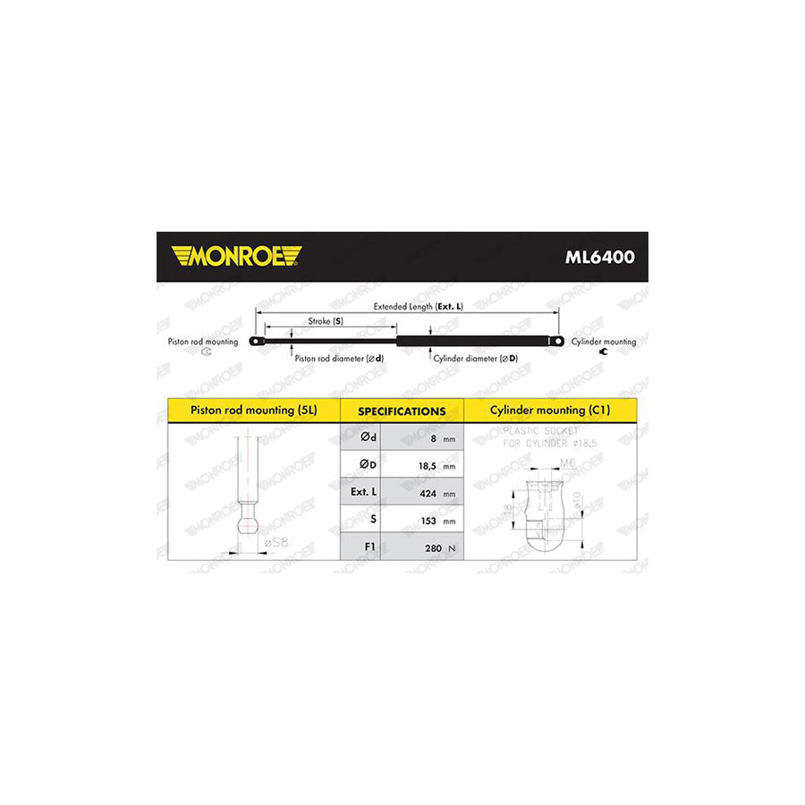 Monroe Ml6400 Bonnet Strut
