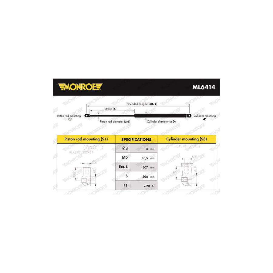 Monroe Ml6414 Tailgate Strut for Mazda 6
