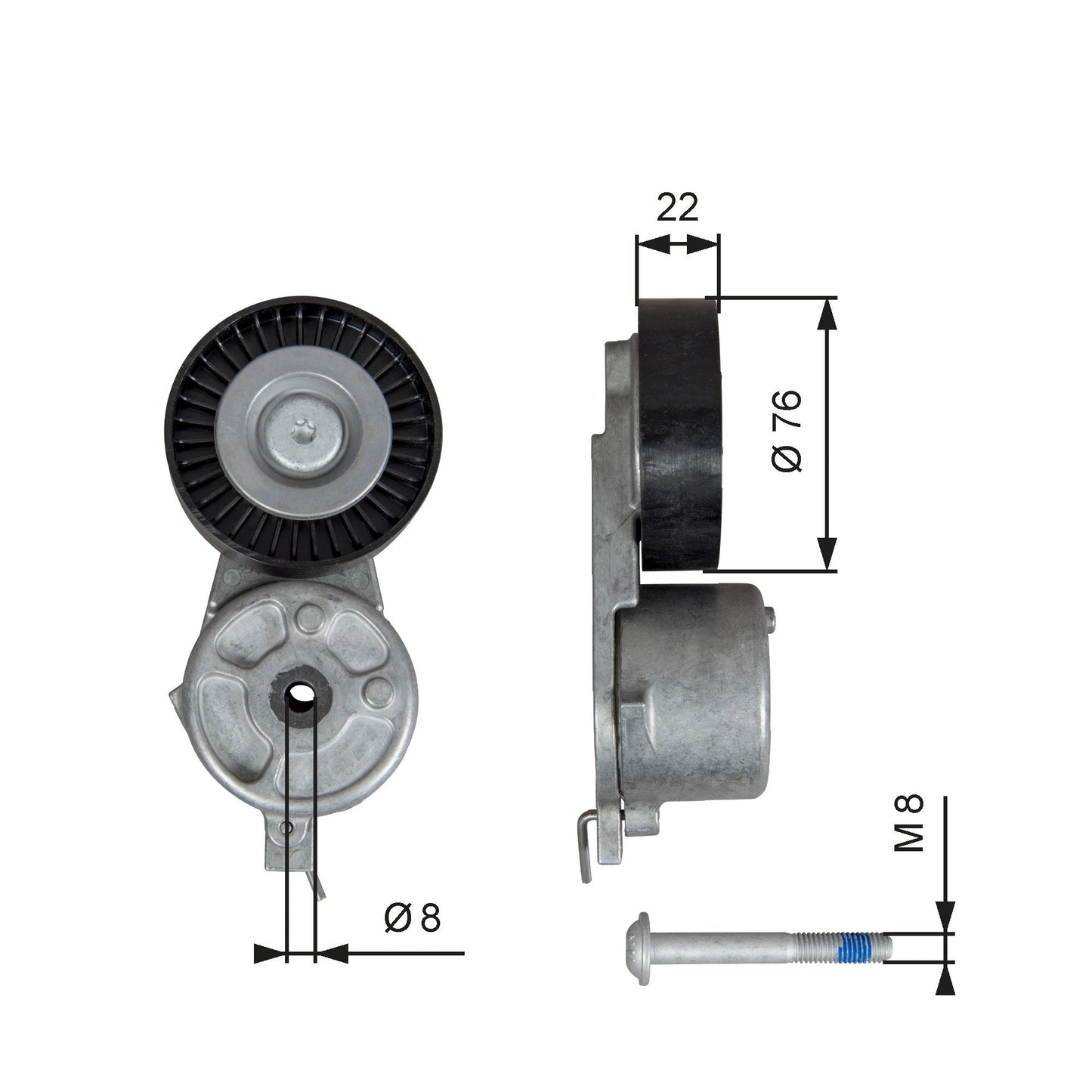 GATES GATT39141 V-Ribbed Belt Tensioner Pulley