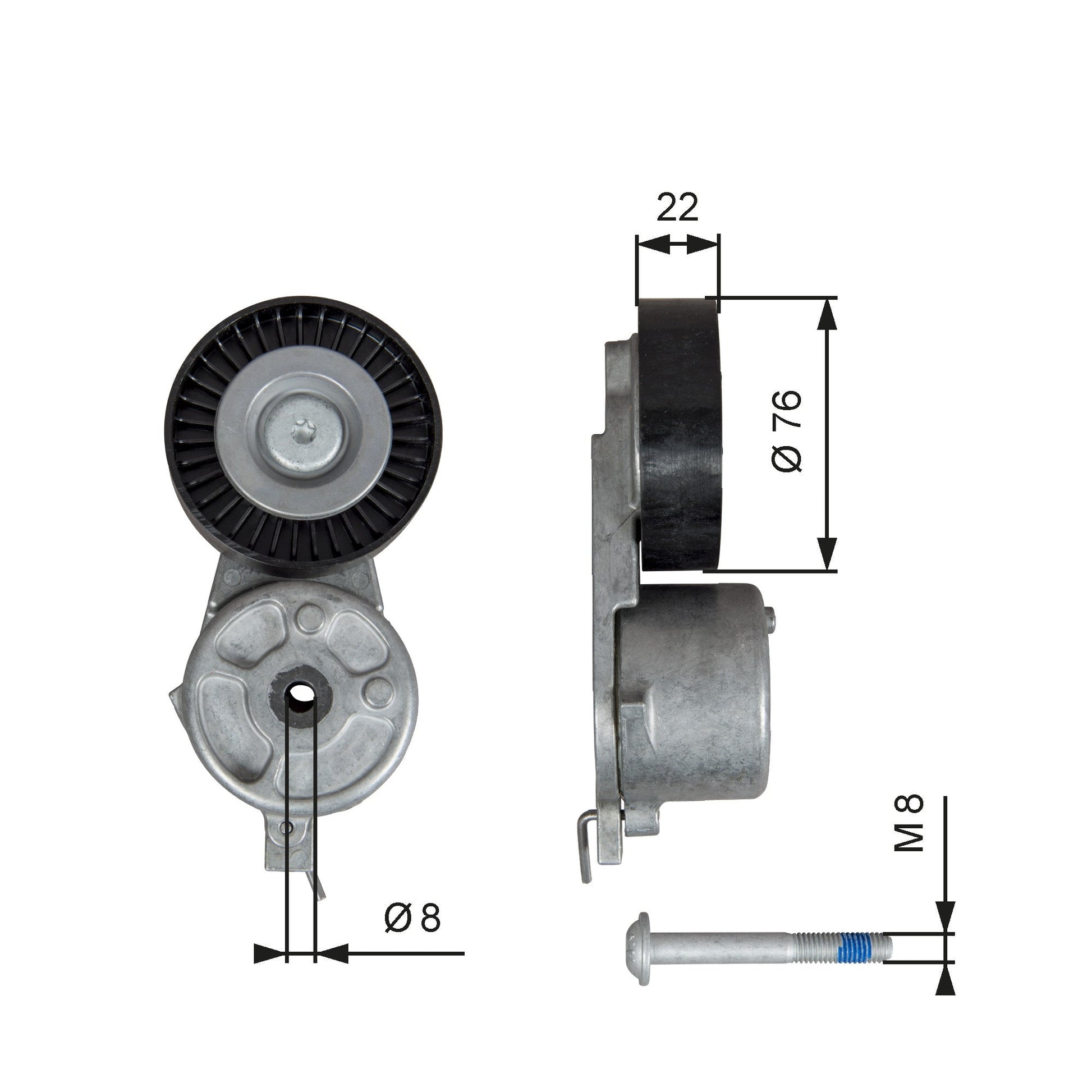 GATES GATT39141 V-Ribbed Belt Tensioner Pulley