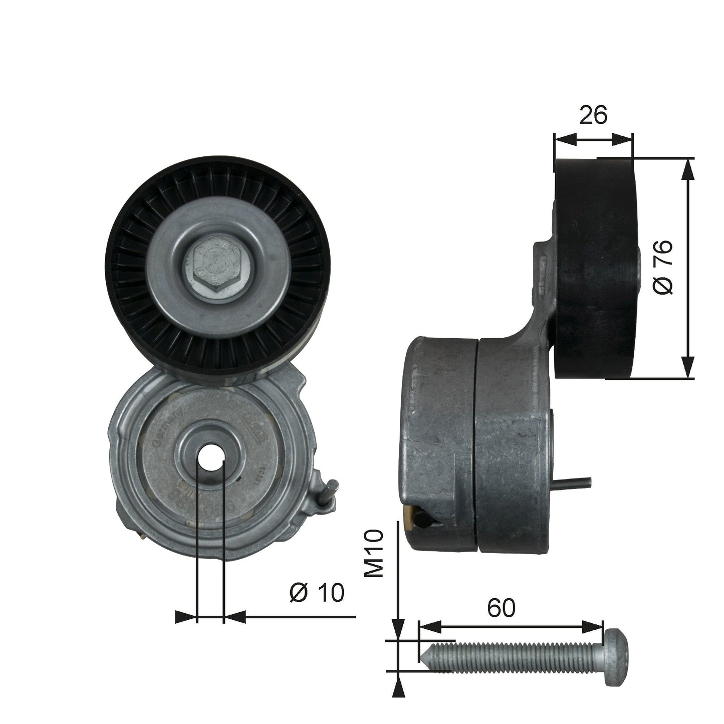 GATES GATT38423 V-Ribbed Belt Tensioner Pulley