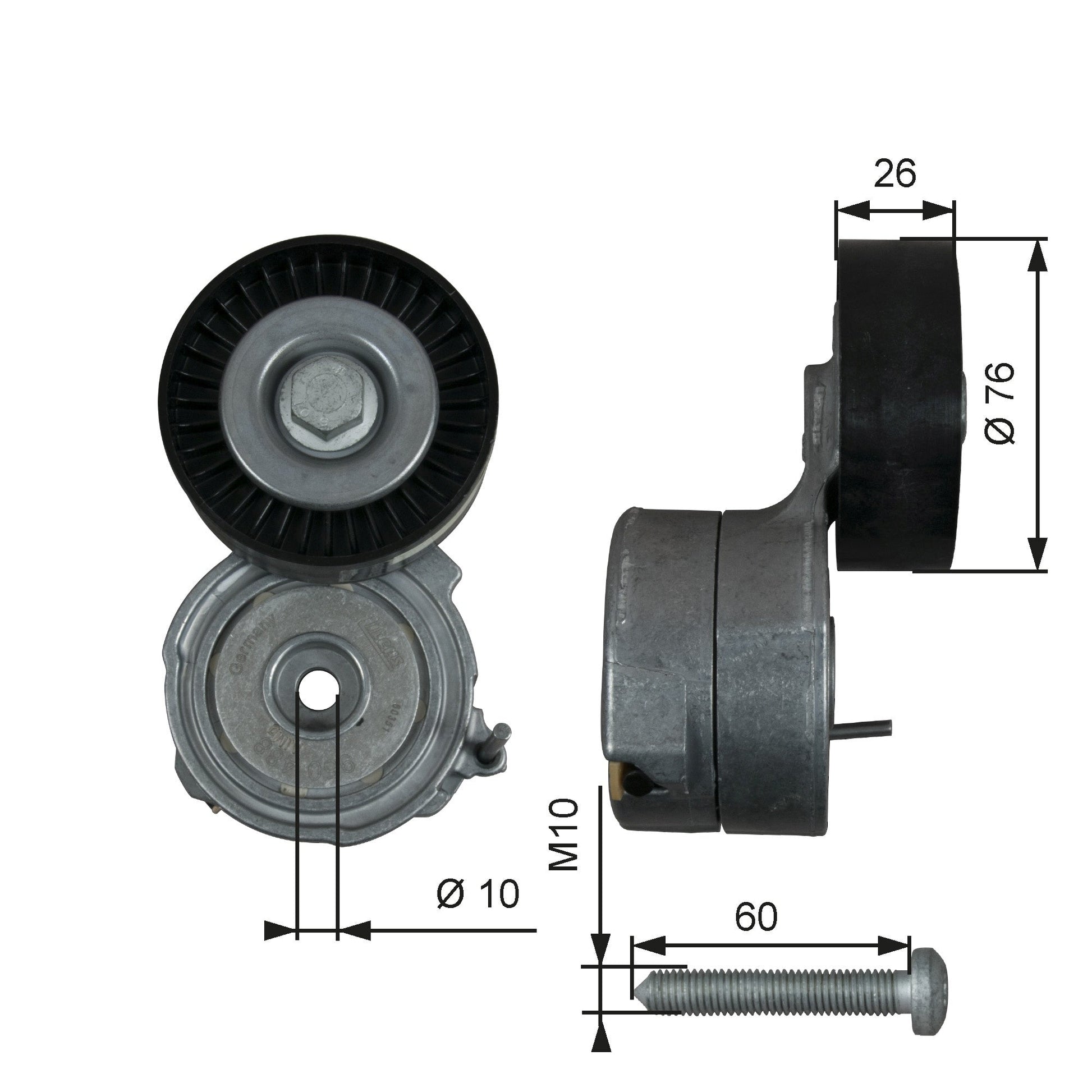 GATES GATT38423 V-Ribbed Belt Tensioner Pulley