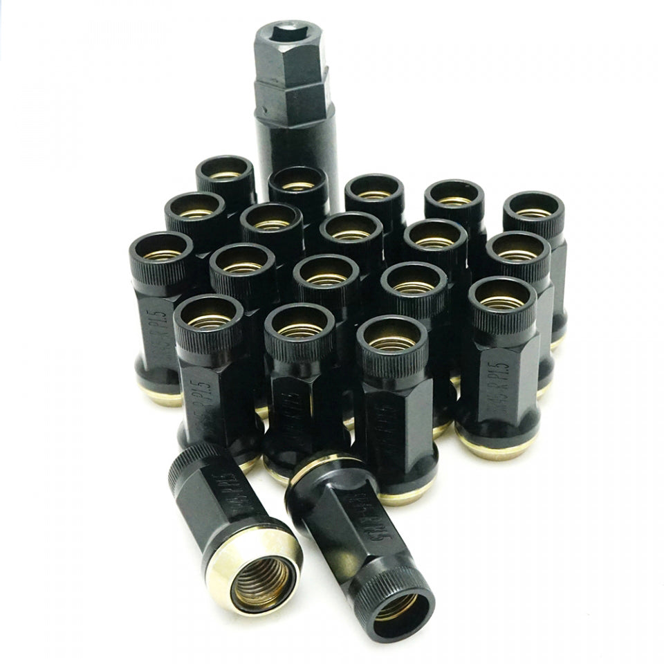 MUTEKI 32935B LUG NUTS KIT SR45R 12X1.25 45MM BLACK (OPEN END)