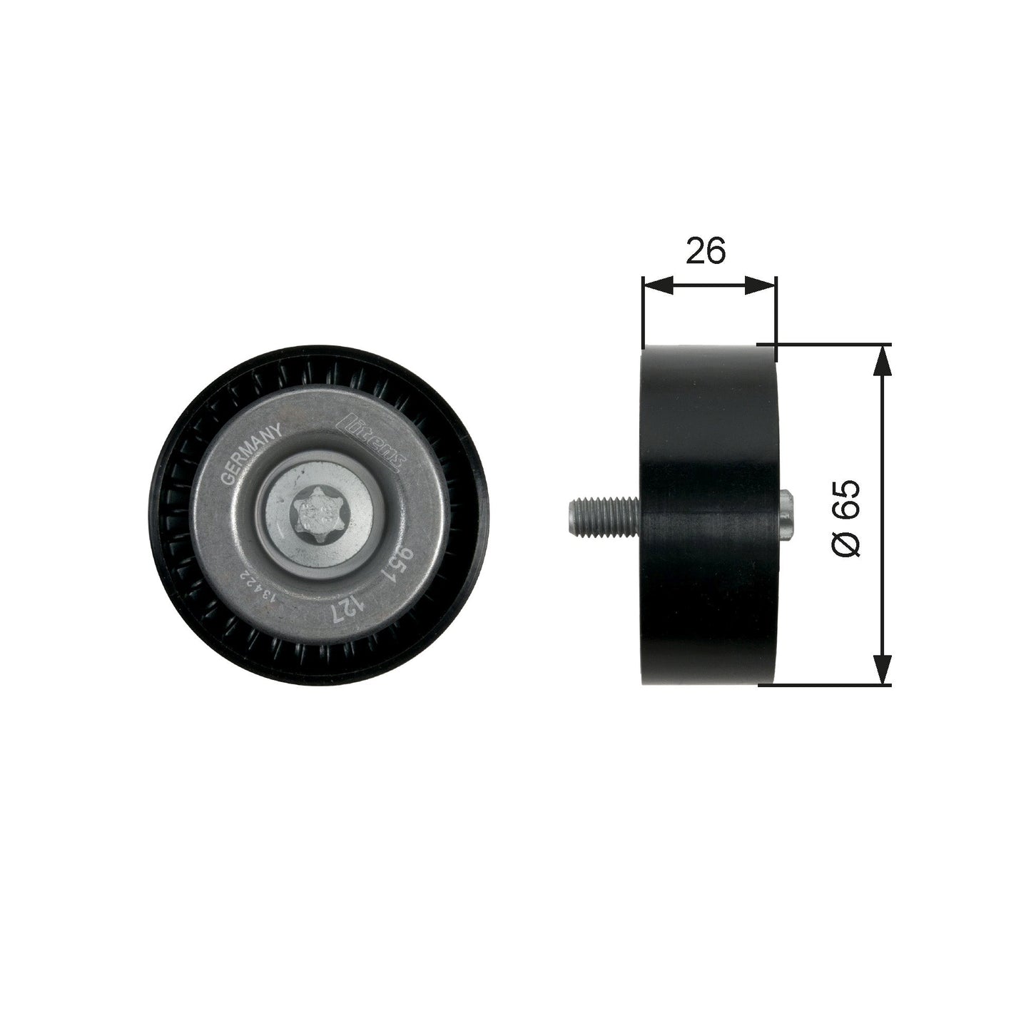 GATES GATT36437 V-Ribbed Belt Deflection/Guide Pulley