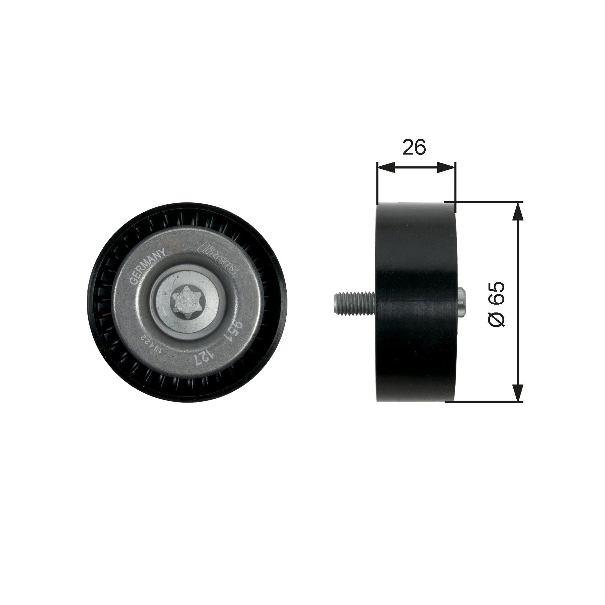 GATES GATT36437 V-Ribbed Belt Deflection/Guide Pulley