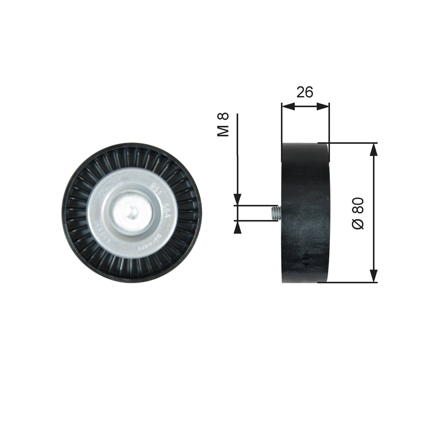GATES GATT36367 V-Ribbed Belt Deflection/Guide Pulley