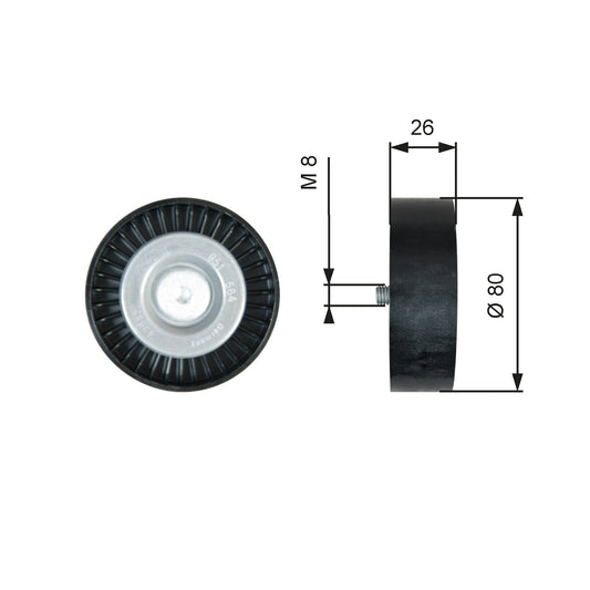 GATES GATT36367 V-Ribbed Belt Deflection/Guide Pulley