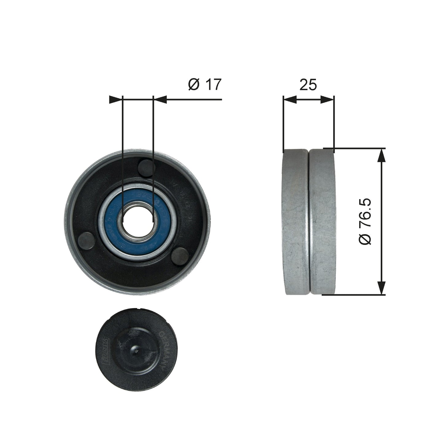 GATES GATT38059 V-Ribbed Belt Deflection/Guide Pulley