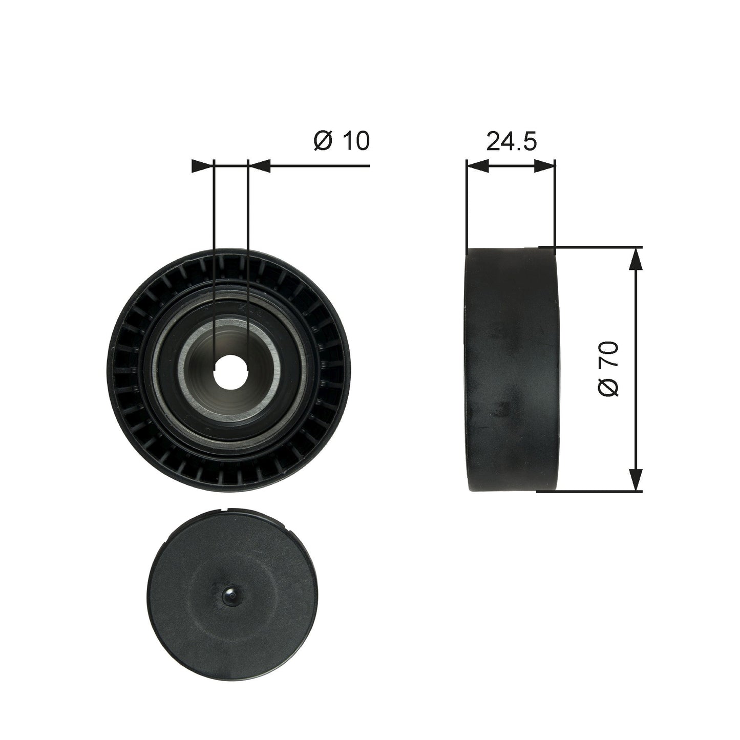 GATES GATT38071 V-Ribbed Belt Deflection/Guide Pulley