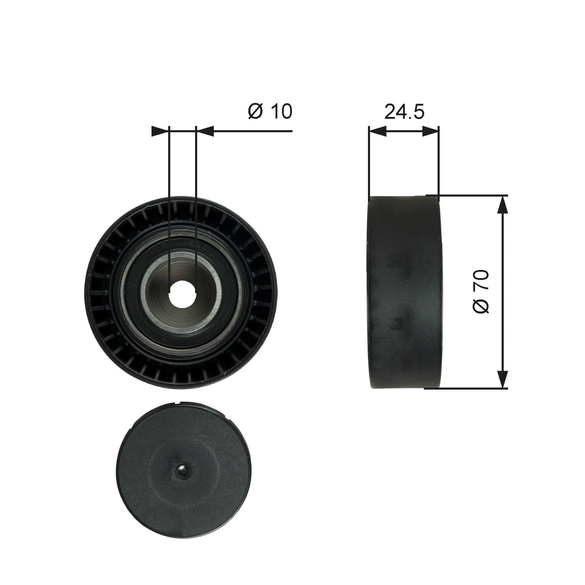 GATES GATT38071 V-Ribbed Belt Deflection/Guide Pulley