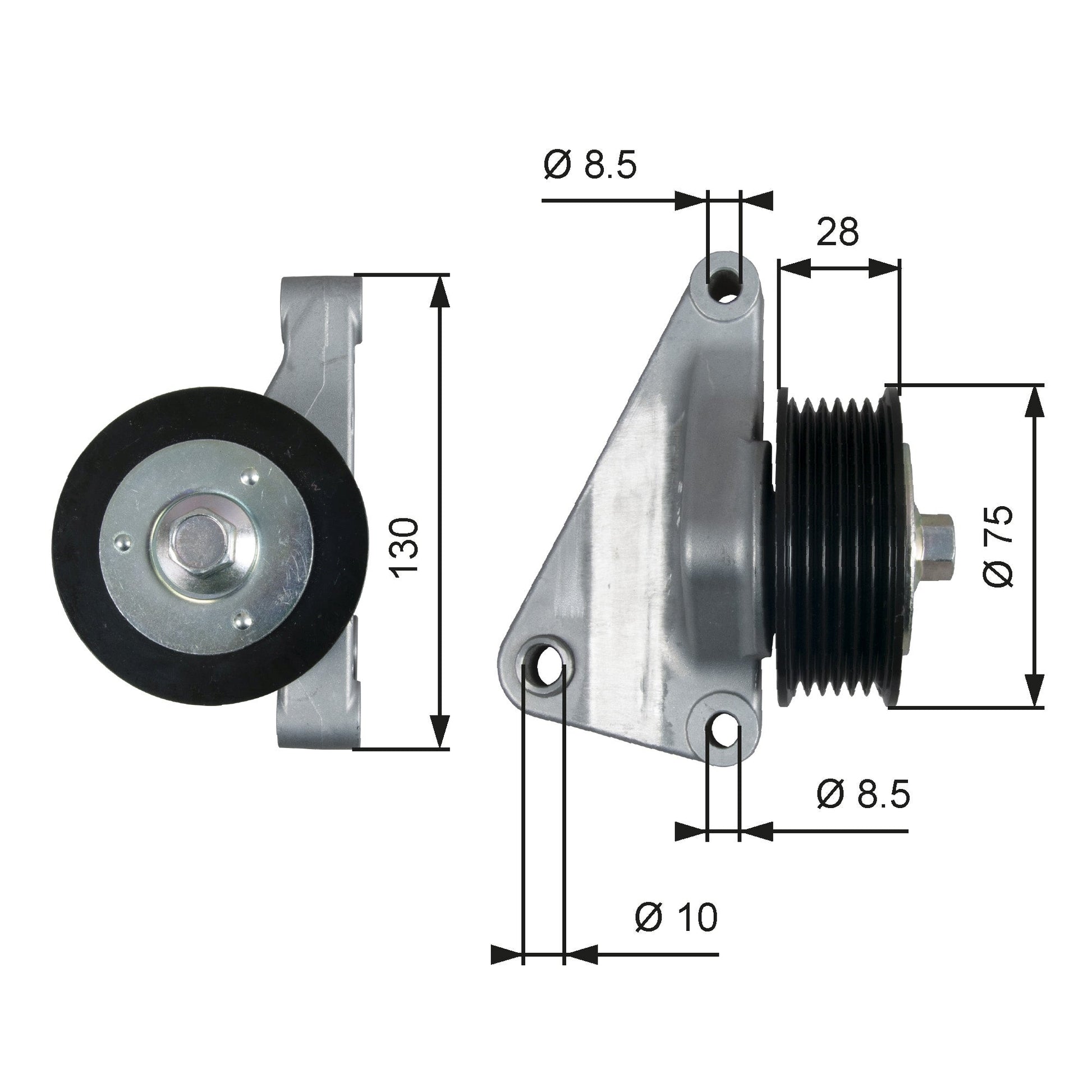 GATES GATT36422 V-Ribbed Belt Deflection/Guide Pulley