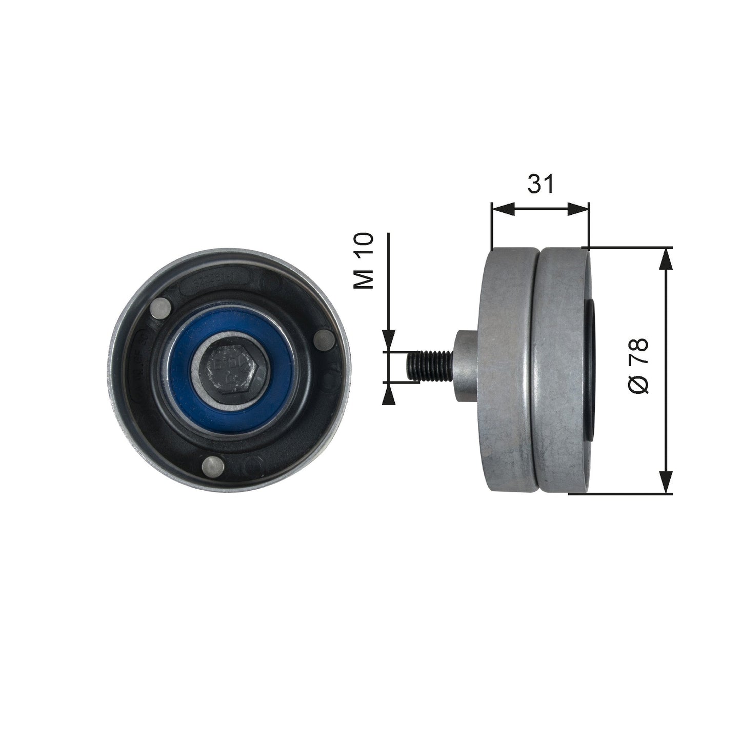 GATES GATT36510 V-Ribbed Belt Deflection/Guide Pulley