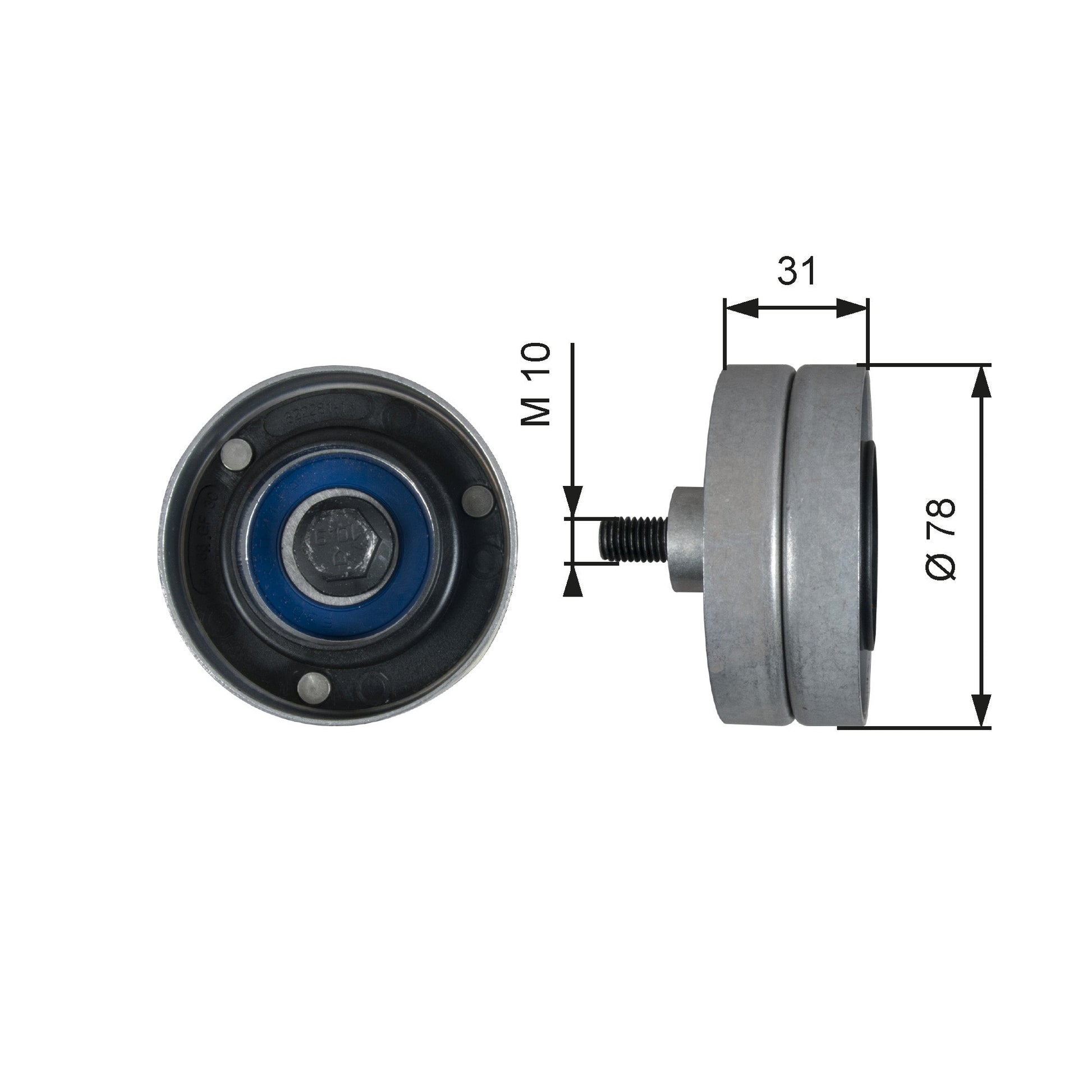 GATES GATT36510 V-Ribbed Belt Deflection/Guide Pulley