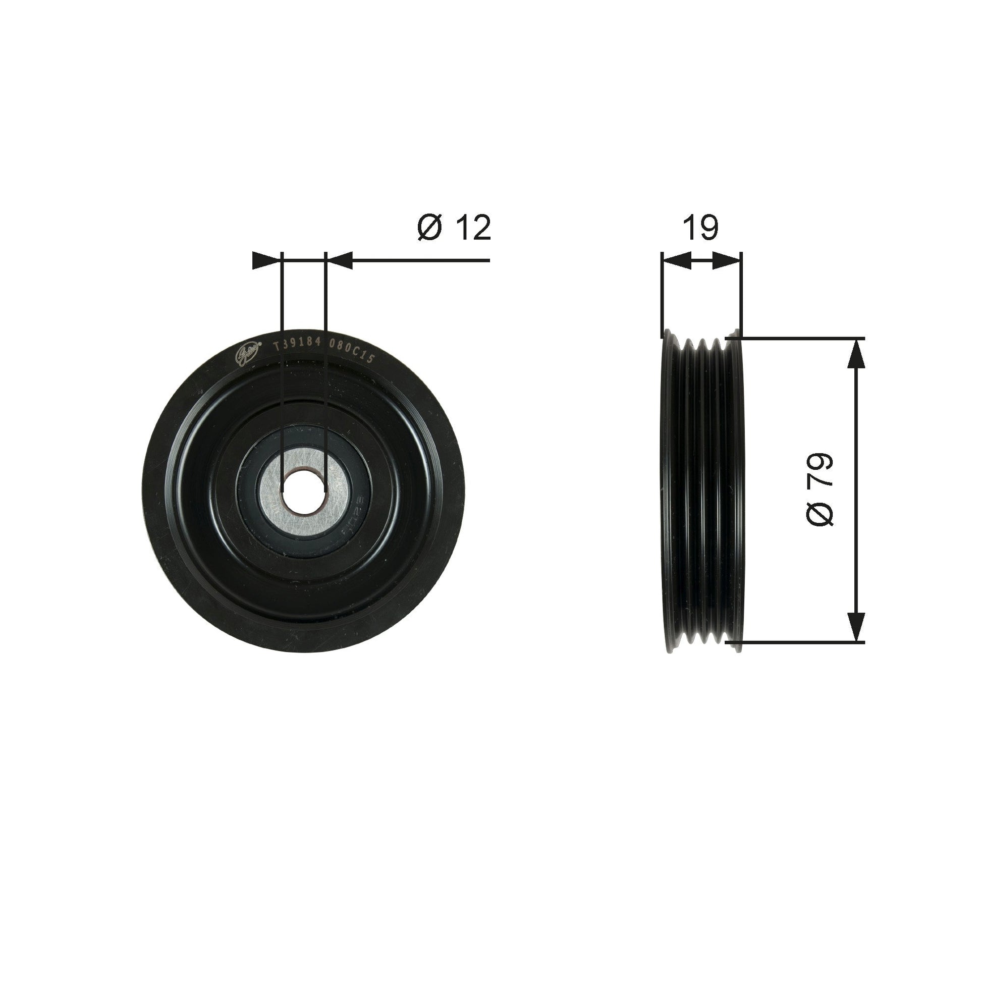GATES GATT39184 V-Ribbed Belt Tensioner Pulley