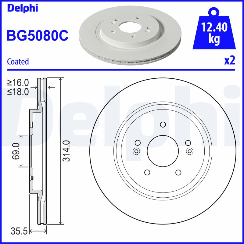 DELPHI BG5080C Brake Disc .