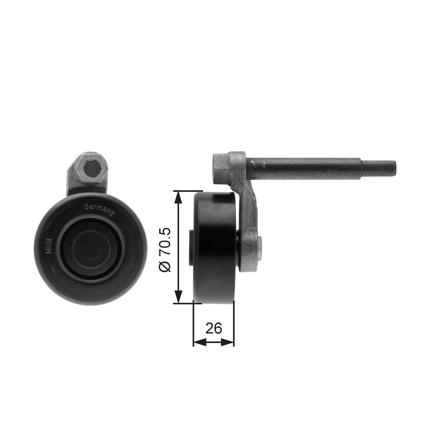 GATES GATT39000 V-Ribbed Belt Tensioner Pulley