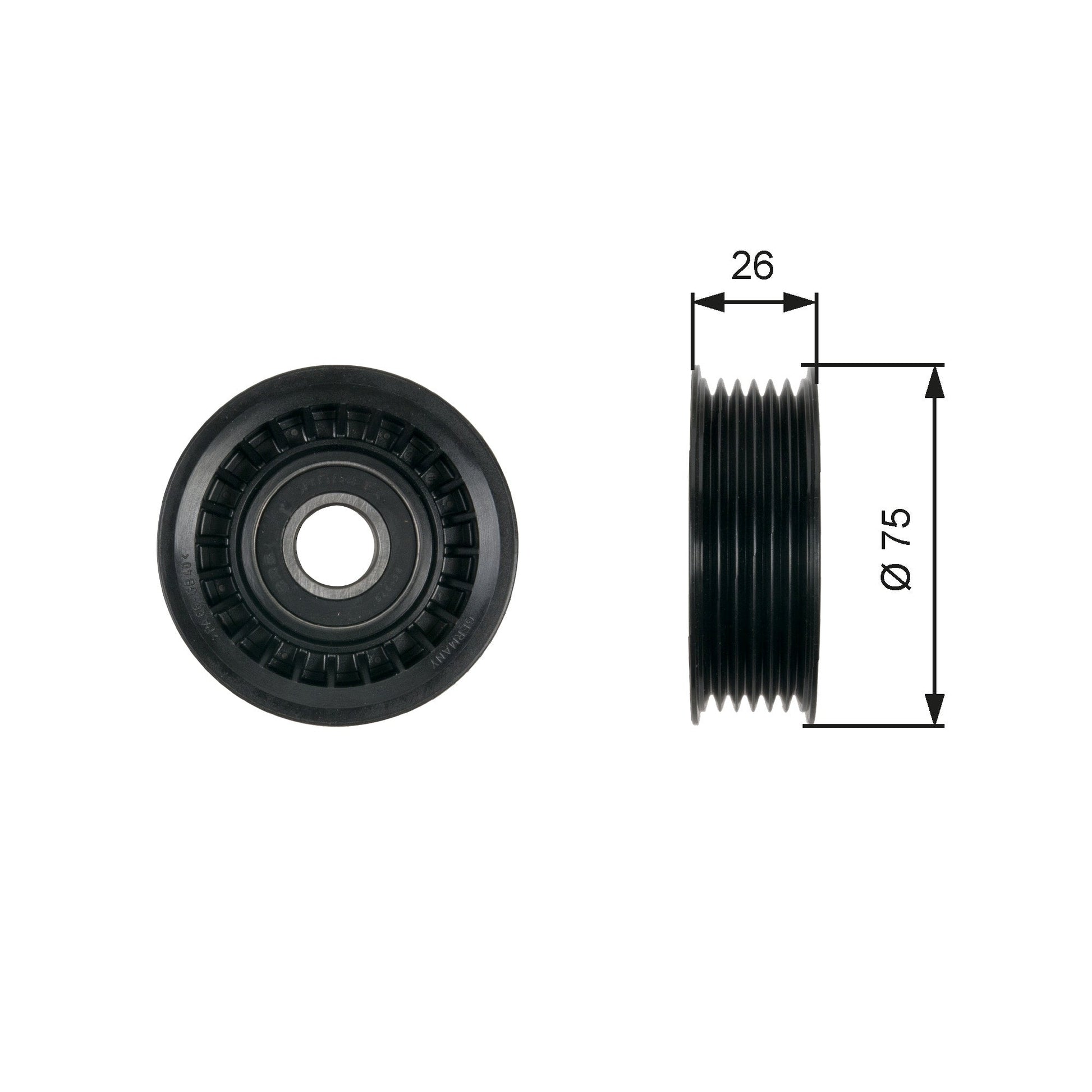 GATES GATT36476 V-Ribbed Belt Deflection/Guide Pulley